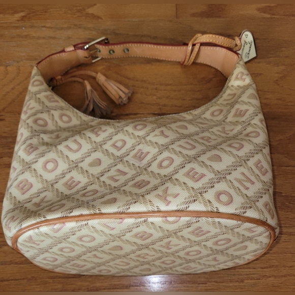 Dooney & Bourke Coated Canvas Signature Logo Charm Bucket Bag, Ivory - Picture 4 of 12